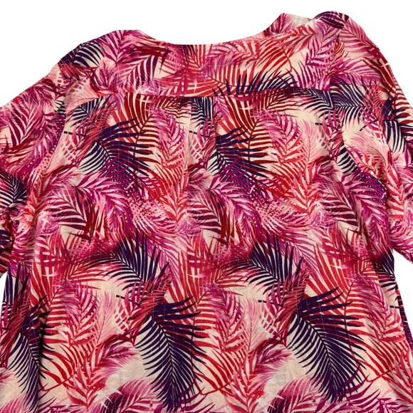 Como Blu Plus size Hot pink Multicolor Tropical print Blouse Women's size 3XL - Picture 4 of 8